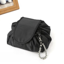 Carica l&#39;immagine nel visualizzatore di Gallery, Drawstring Portable Travel Storage Black Cosmetic Cosmetic Bag
