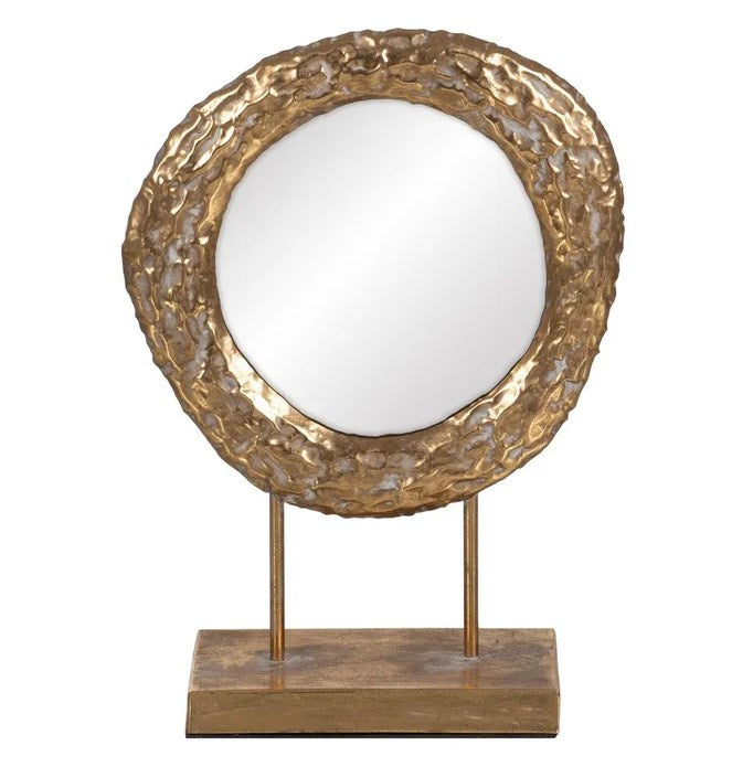 Specchio con piede oro metallo