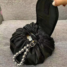Carica l&#39;immagine nel visualizzatore di Gallery, Drawstring Portable Travel Storage Black Cosmetic Cosmetic Bag
